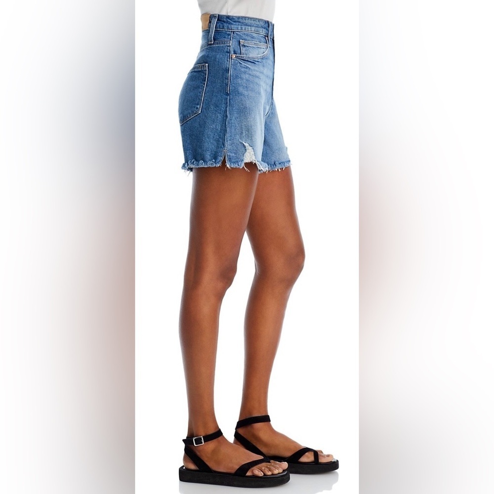 PAIGE Dani High Rise Denim Shorts NWT Leela Deconstructed Size 26 - Picture 2 of 15